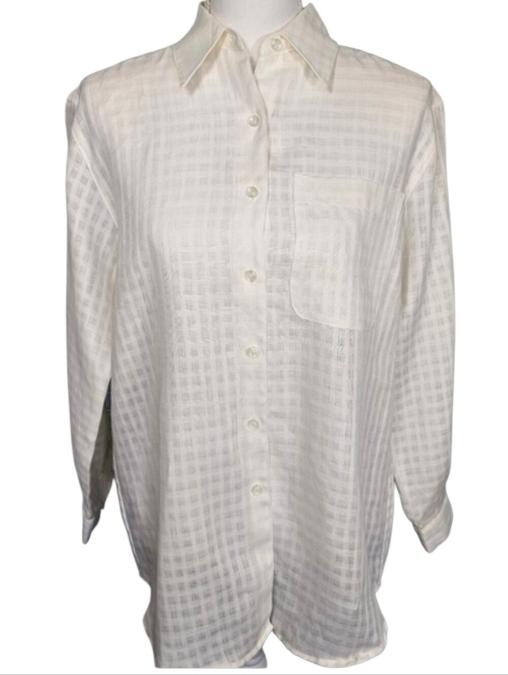 Vintage Liz Claiborne 100% Irish Linen Long Sleeve Button Down Oversize Size S